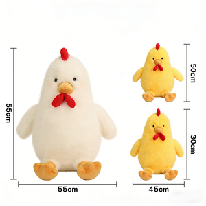 Vente directe : Adorable jouet en peluche douce en forme de poulet, taille personnalisable avec yeux en plastique, compagnon de sommeil - Product Image 2