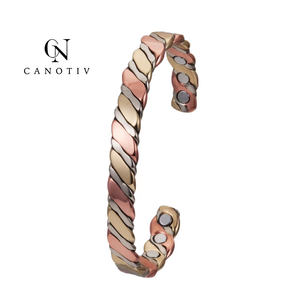 Bracelet en laiton pur plaqué <span class=keywords><strong>or</strong></span>, nouveau, puissant, Bio-santé, thérapie magnétique, en <span class=keywords><strong>cuivre</strong></span> pur - Product Image 6