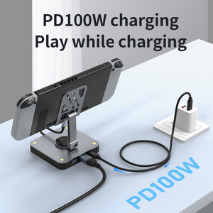 New <span class=keywords><strong>Coming</strong></span> 3 trong 1 Type-C máy tính bảng đứng Docking Station, HDTV 2.0 + USB2.0 + PD 100W điện thoại/Switch Docking Station đứng - Product Image 2