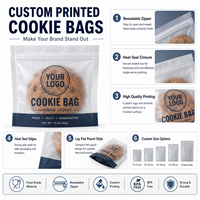 Sacs d'emballage personnalisés en plastique laminé de qualité alimentaire, transparents, thermoscellables, pour beignets, biscuits et gâteaux individuels