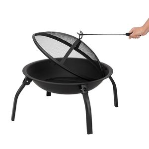 Brasero au propane de 22 pouces avec écran anti-étincelles, en acier noir, chauffage extérieur autonome pour jardin et terrasse, design moderne - Product Image 5