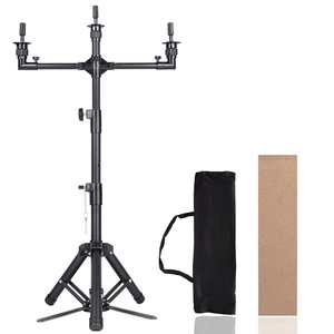 Trépied réglable à 3 supports pour tête de mannequin <span class=keywords><strong>perruque</strong></span> avec pédale, livraison rapide locale aux États-Unis, idéal pour la fabrication de perruques - Product Image 2
