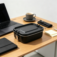 Offre Spéciale – Boîte à lunch 800 ml 16 cm en acier inoxydable 304 avec boucle en silicone, couvercle en acier inoxydable, un compartiment, compatible lave-vaisselle