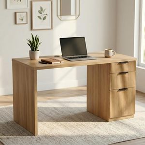 <span class=keywords><strong>Table</strong></span> d'ordinateur multifonctionnelle moderne pour la maison avec prise USB intégrée, 3 tiroirs de rangement, en MDF écologique - Product Image 3