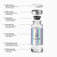 Autocollants holographiques personnalisés pour flacons, étiquettes résistantes à l'eau et à la chaleur pour l'emballage de bouteilles et de pots, 3 ml, 10 ml, 15 ml