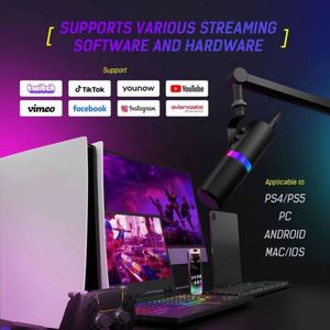 ไมโครโฟนไดนามิกแบบ USB XLR สองระบบ พร้อมไฟ RGB สำหรับพอดแคสต์ บันทึกเสียง คอมพิวเตอร์ เกมมิ่ง สตรีมมิ่ง - Product Image 6