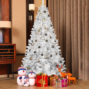 <b>White</b> <b>6ft</b> Premium Artificial <b>Christmas</b> <b>Tree</b> No Lights Holiday Decoration, Easy to Assemble, Comes with Metal Stand - Product Image 3