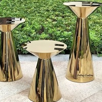 Banquet Location Événement Luxe Or Acier inoxydable Cruiser Cocktail Café pied haut Bar Tables