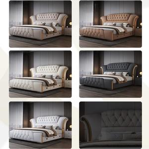 <span class=keywords><strong>Lit</strong></span> de luxe blanc super grand pour chambre double, design moderne, tête de <span class=keywords><strong>lit</strong></span> en cuir capitonnée, taille king ou queen - Product Image 3