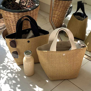 <span class=keywords><strong>Sac</strong></span> de plage en paille fait main avec broderie de perles, doublure en toile imperméable, deux poignées et chaînes, nouveau modèle <span class=keywords><strong>fantaisie</strong></span> et mignon, prix abordable, en promotion - Product Image 2