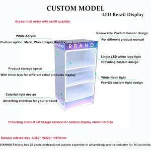 カスタム 白色 3段棚 LED ニコチン・タバコ小売りディスプレイ カウンター型 CBDショーケース 煙草店向けディスプレイ - Product Image 6