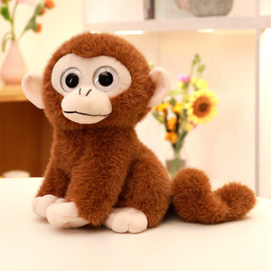 Simpatico Pupazzo <span class=keywords><strong>Scimmia</strong></span> con Grandi Occhi, Super Morbido, Imbottito in Cotone PP, Scimmietta Seduta, Giocattolo per Bambini ODM - Product Image 3