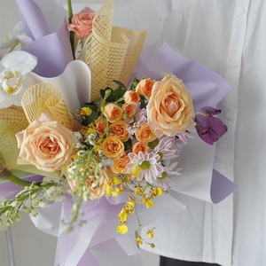 กระดาษห่อกันน้ำ JOYWOOD สีรุ้งลายดอกไม้ <span class=keywords><strong>Rhineland</strong></span> Rose ขนาดสั่งทำได้ สำหรับงานฝีมือ งานแต่งงาน ตกแต่งช่อดอกไม้ ของขวัญ - Product Image 4