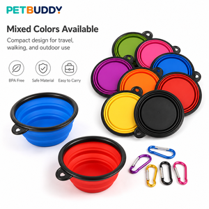 Tazón Plegable de Silicona para Mascotas PETBUDDY, Plato de Alimentación Portátil para Perros y Gatos con Mosquetón para Uso en Exteriores - Product Image 4