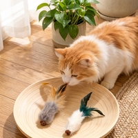 Jouet interactif pour chien en fourrure de lapin naturelle et cuir, avec ver et plume, pour la dentition, les morsures et le jeu