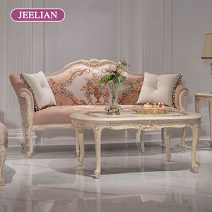 أريكة على الطراز الأوروبي من الخشب الصلب المنحوت باللون الوردي مجموعة أنيقة من جوليان القصر الفرنسي لغرفة المعيشة في المنزل - Product Image 1