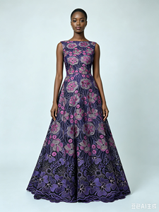 Tela de Algodón Tejido Multicolor para Vestido de Fiesta Africano con Encaje Voile, Bordado Floral Grande y Pedrería para Niñas - Product Image 3