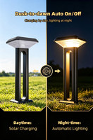 Lampe solaire de jardin 5W IP65 avec capteur automatique crépuscule-aube, éclairage LED extérieur étanche pour allées et aménagements paysagers