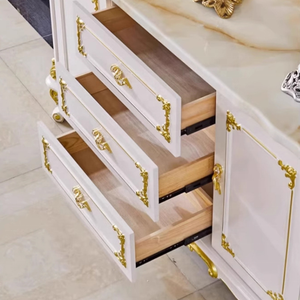 Credenza da Pranzo in Marmo e Legno Massello Stile Europeo di Lusso, <span class=keywords><strong>Mobile</strong></span> d'Ingresso Francese, Arredamento Lussuoso per Soggiorno - Product Image 6
