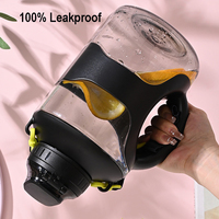 Bouteille d'eau de sport en forme d'haltère de 2200ML verres en plastique de grande capacité avec couvercle rabattable résistant à la chaleur et de qualité alimentaire