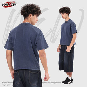 Camiseta Oversize Vintage de Algodón 100% Lavado para Hombre, 275Gsm, de Alto Gramaje, con Patrón Sólido Batik Personalizado, Venta al por Mayor - Product Image 3