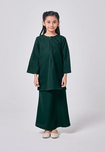 SIPO Moden ผ้าบาติกครอบครัวของเด็ก,เสื้อคอกลมขนาดเล็ก Kurung Saloma สีแอชสีฟ้า - Product Image 4