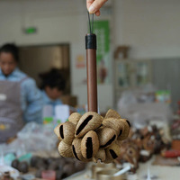 Rope Handle Seed Shell Hand Shaker Natural Nut Shell Rattle for Folk Music World Music and Hand Percussion