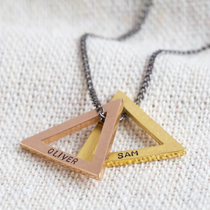 Collar de Acero Inoxidable para Hombre, Colgante de Doble Triángulo, Collar Minimalista con Logotipo Grabado, Regalo para el Día del <span class=keywords><strong>Padre</strong></span>, Sin Óxido - Product Image 2