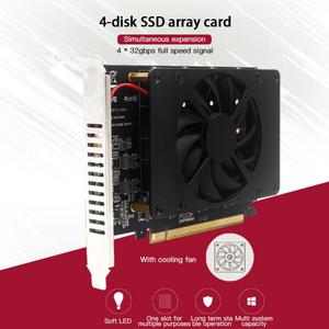 PCI-E X16 NVME <span class=keywords><strong>M</strong></span>.2 MKEY SSDRAIDアレイ拡張アダプターマザーボードPCI-Eスプリットカード4ディスクSSDアレイカード (冷却ファン付き) - Product Image 2