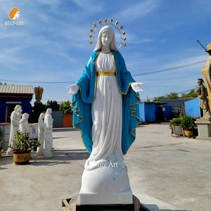 Ingrosso bella statua di <span class=keywords><strong>marmo</strong></span> di alta qualità di Maria con 12 stelle e cappotto blu - Product Image 2