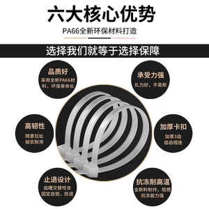 NLZD Nylon Cable Ties 3X4X5X8X Self-Locking Industrial Grade With Strong Buckles For Wiring Organization - Product Image 4