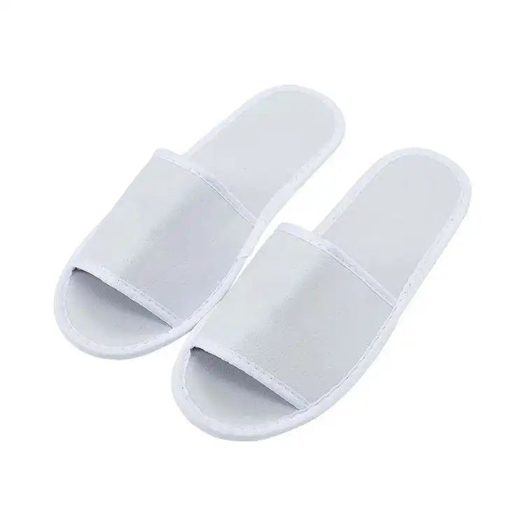 Custom Spa Guest Comfortable White Open Toe Four Season Bathroom Soft Slippers For Hotel Disposable