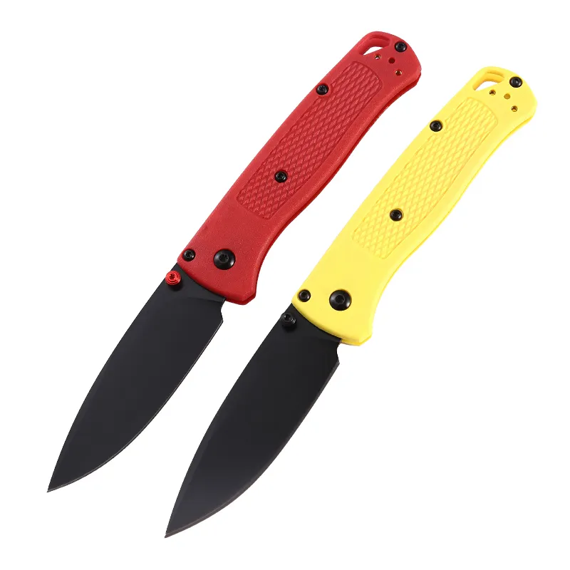 Amazon hot best S30V steel red/yellow plastic handle folding outdoor knives camping manual pocket edc knife with nylon bag