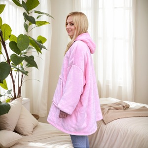 เสื้อสเวตเตอร์มีฮู้ดสำหรับผู้ชายผ้าฟลีซเชอร์ปาโอเวอร์ไซส์ผ้าห่มมีฮู้ดสำหรับใส่ในบ้าน - Product Image 2