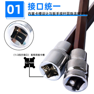 Hex Socket <b>Bit</b> <b>Set</b> 1/2 In S2 Alloy Steel Industrial Grade For Hex Screws Straight Handle - Product Image 4