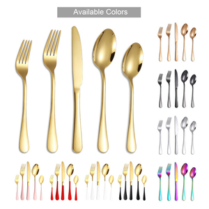 Cubiertos de Mesa de Acero Inoxidable Dorado de Lujo, Surtido de Cuchillos, Tenedores y Cucharas, Venta al por Mayor para Bodas y Hoteles - Product Image 1
