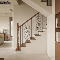 Balustres d'escalier en fer forgé noir antirouille avec revêtement en poudre, motif S, pour escaliers de villa
