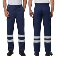 Pantalones de Trabajo de Seguridad con Relieve, Tiras Reflectantes, Alta Visibilidad, Transpirables, Cómodos, Color Azul Marino, para Construcción