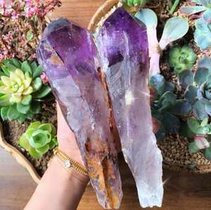 Vente en gros de baguettes d'améthyste violette en pierre naturelle brute, pointe de pierre précieuse pour ornements - Product Image 2