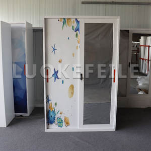 خزانة ملابس فولاذية للغرفة، دولاب حديدي ببابين، خزانة ملابس معدنية بأبواب منزلقة مع مرآة - Product Image 3