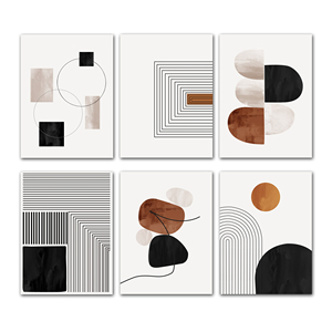 Cuadros de decoración de dormitorio nórdico, arte de línea blanca y negra, impresiones en lienzo, impresiones geométricas, carteles, imagen de pared, decoración de arte abstracto - Product Image 6