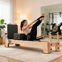 Reformer Pilates en Bois d'Érable avec Plateforme de Saut et Poulie Réglable pour Studio Professionnel – Entraînement de Base Durable