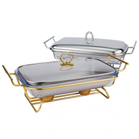 Plats de service rectangulaires en acier inoxydable doré 3L pour buffet, équipement de maintien au chaud pour la restauration en gros