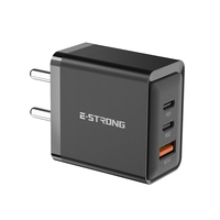 Chargeur rapide GaN 65W à 3 ports, 2C1A, chargeur mural multi-appareils pour ordinateurs portables, téléphones, tablettes, prise US/EU en option