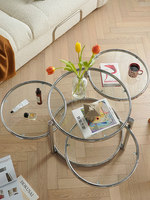 Table basse pivotante de style influenceur, table d'appoint de canapé en verre, luxe léger, inspirée d'Instagram, moderne, nordique, minimaliste, petite table