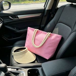 Custom Canvas <b>Beach</b> <b>Bag</b> <b>Large</b> Capacity Tote Shopping Handbag for Travel Summer Poolside Wholesale - Product Image 3