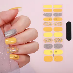 All'ingrosso custom designer 3d nail art wraps sticker decalcomanie strips semi cured gel polish nail sticker