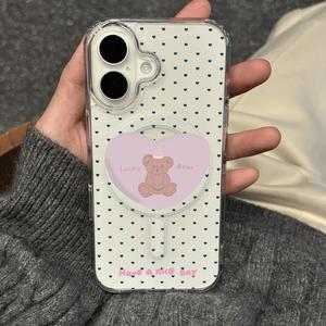 เคสลายหมีน่ารักสีฟ้ารูปหัวใจสำหรับ 17 <span class=keywords><strong>Pro</strong></span> <span class=keywords><strong>Max</strong></span> ใช้ได้กับ <span class=keywords><strong>14</strong></span>/15/13 <span class=keywords><strong>Pro</strong></span>/11 พร้อมปุ่มแม่เหล็กไวต่อการสัมผัส AI - Product Image 1