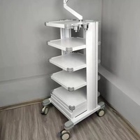 Carrito de Endoscopia Médica de Aleación de Aluminio de Alta Resistencia con Ruedas Silenciosas, Estación de Trabajo Ajustable, Blanco/Azul/Gris, Altura de Mesa de 1200 mm