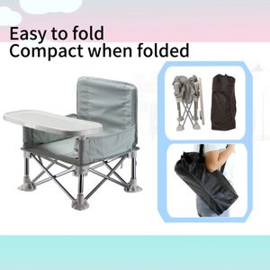 <span class=keywords><strong>Chaise</strong></span> haute d'appoint pliable et réglable en métal <span class=keywords><strong>gris</strong></span> pour enfants, idéale pour l'alimentation en extérieur - Product Image 3